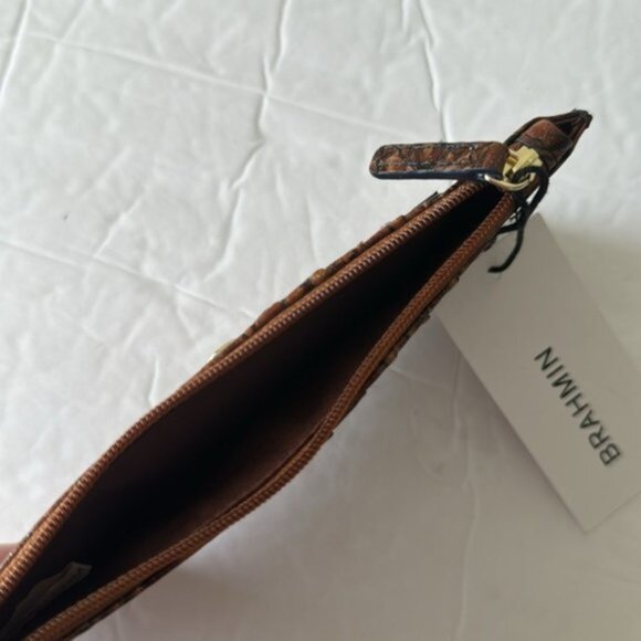 Brahmin Card Case Mystical Ombre Melbourne Wallet Croc-Embossed Leather Brown - Picture 8 of 14